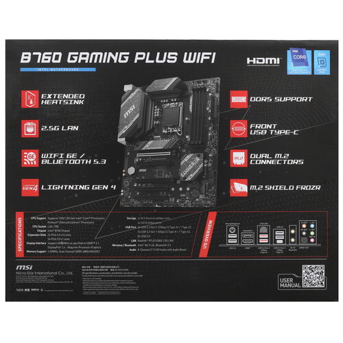 Купить Материнская плата MSI B760 GAMING PLUS WIFI  5412494. Характеристики, отзывы и цены в Донецке