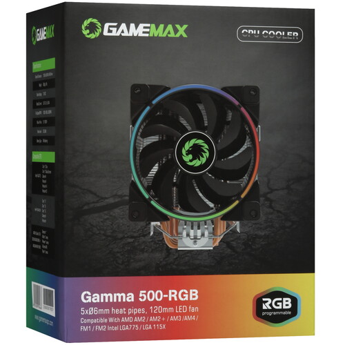 Купить Кулер для процессора GameMax Gamma 500 RGB  черный  9908139. Характеристики, отзывы и цены в Донецке