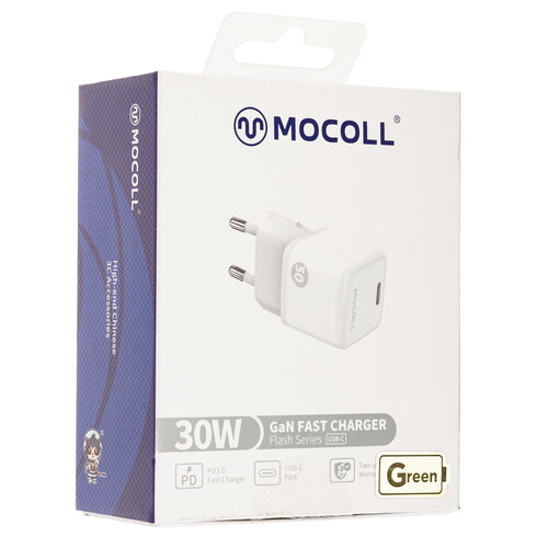 Купить Сетевое зарядное устройство MOCOLL Flash Series 30W зеленый  5470417. Характеристики, отзывы и цены в Донецке