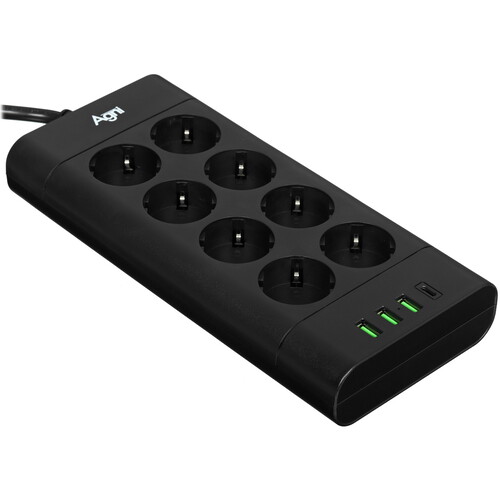 Купить Сетевой фильтр AGNI TP-FA4U8E-C черный  9289260. Характеристики, отзывы и цены в Донецке