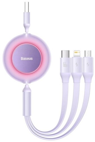 Купить Кабель автосмотка Baseus Lightning 8-pin, micro USB, USB Type-C - USB 2.0 Type-A фиолетовый 1.1 м  5627793. Характеристики, отзывы и цены в Донецке