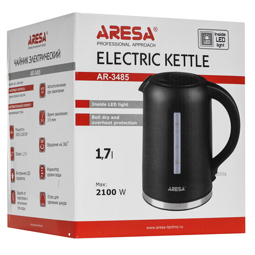 Купить Электрочайник Aresa AR-3485 черный  9300209. Характеристики, отзывы и цены в Донецке