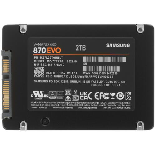 Купить 2000 ГБ 2.5" SATA накопитель Samsung 870 EVO [MZ-77E2T0BW]  5052368. Характеристики, отзывы и цены в Донецке