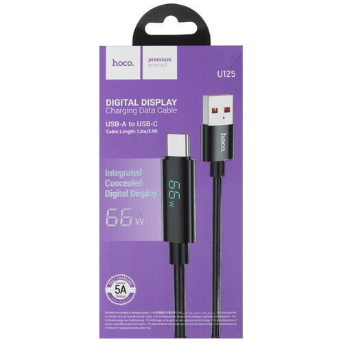 Купить Кабель круглый Hoco USB Type-C - USB 2.0 Type-A черный 1.2 м  5493025. Характеристики, отзывы и цены в Донецке