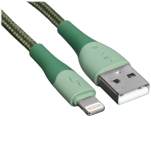 Купить Кабель круглый USAMS Lightning 8-pin - USB 2.0 Type-A зеленый 1 м  5480401. Характеристики, отзывы и цены в Донецке