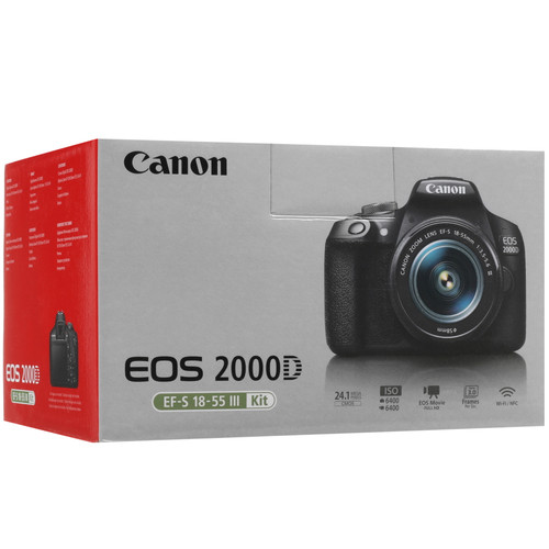 Купить Зеркальный фотоаппарат Canon EOS 2000D Kit 18-55mm DC черный  5068844. Характеристики, отзывы и цены в Донецке