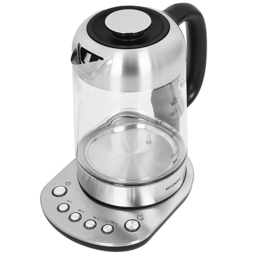 Купить Электрочайник Hyundai HYK-G8407 серебристый  9228364. Характеристики, отзывы и цены в Донецке