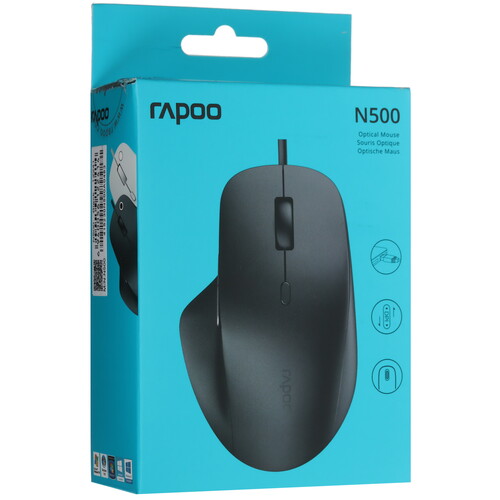 Купить Мышь проводная RAPOO N500  черный  9125953. Характеристики, отзывы и цены в Донецке