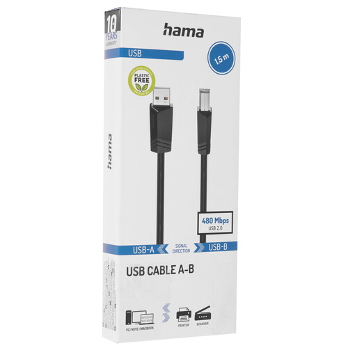 Купить Кабель Hama USB 2.0 Type-A - USB 2.0 Type-B  9281833. Характеристики, отзывы и цены в Донецке