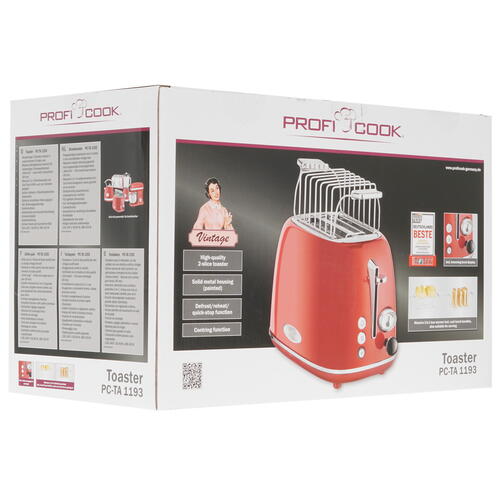 Купить Тостер ProfiCook PC-TA 1193 красный  8194248. Характеристики, отзывы и цены в Донецке