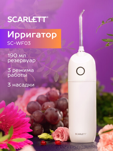 Купить Ирригатор SCARLETT SC-WF03  9220116. Характеристики, отзывы и цены в Донецке