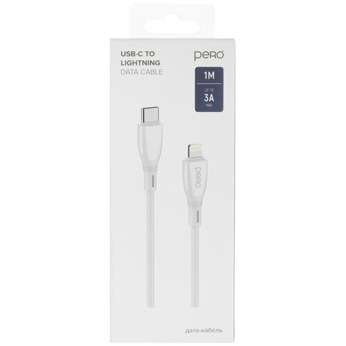 Купить Кабель круглый PERO Lightning 8-pin - USB Type-C белый 1 м  5474205. Характеристики, отзывы и цены в Донецке