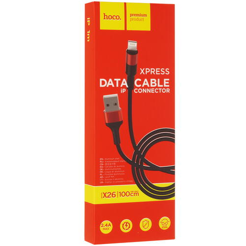 Купить Кабель круглый Hoco Lightning 8-pin - USB 2.0 Type-A черный 1 м  5452394. Характеристики, отзывы и цены в Донецке