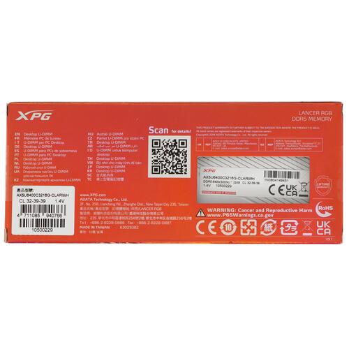 Купить Оперативная память ADATA XPG Lancer RGB [AX5U6400C3216G-CLARWH] 16 ГБ  5096549. Характеристики, отзывы и цены в Донецке