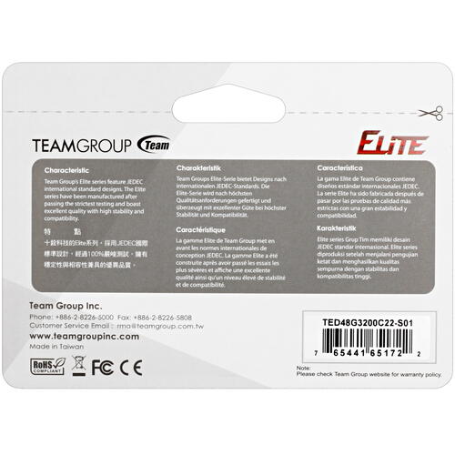Купить Оперативная память SODIMM Team Group T-Force Elite [TED48G3200C22-S01] 8 ГБ  5051553. Характеристики, отзывы и цены в Донецке