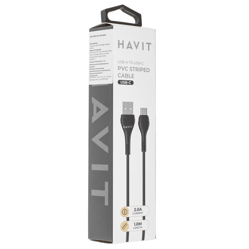 Купить Кабель круглый HAVIT USB Type-C - USB 2.0 Type-A черный 1 м  9228915. Характеристики, отзывы и цены в Донецке