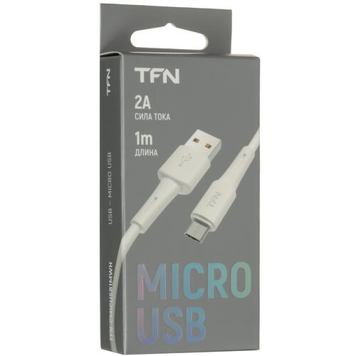 Купить Кабель круглый TFN micro USB - USB 2.0 Type-A белый 1 м  5465803. Характеристики, отзывы и цены в Донецке