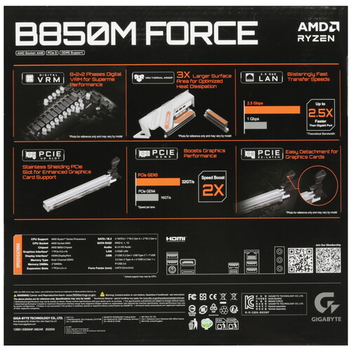 Купить Материнская плата GIGABYTE B850M FORCE  5633328. Характеристики, отзывы и цены в Донецке