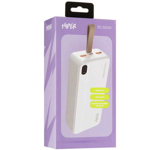 Купить Портативный аккумулятор HIPER EC 6000 белый  5612879. Характеристики, отзывы и цены в Донецке