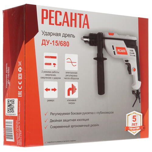 Купить Дрель  Ресанта ДУ-15/680  8160143. Характеристики, отзывы и цены в Донецке