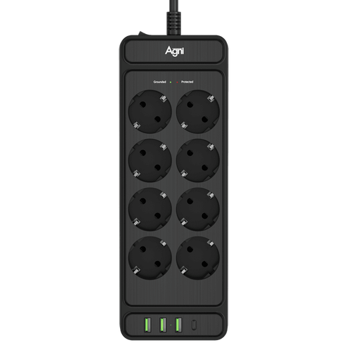 Купить Сетевой фильтр AGNI TP-FS4U8E-PD черный  9289297. Характеристики, отзывы и цены в Донецке