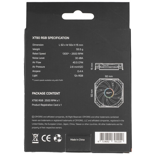 Купить Вентилятор Cryorig XT90 RGB  5615351. Характеристики, отзывы и цены в Донецке