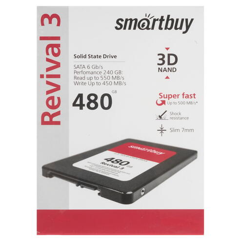 Купить 480 ГБ 2.5" SATA накопитель Smartbuy Revival 3 [SB480GB-RVVL3-25SAT3]  1236353. Характеристики, отзывы и цены в Донецке