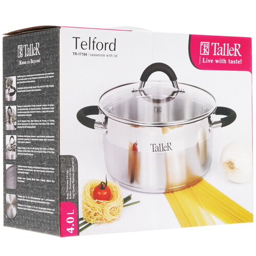 Купить Кастрюля Taller Телфорд TR-17194 4 л 22 см серебристый  4859648. Характеристики, отзывы и цены в Донецке