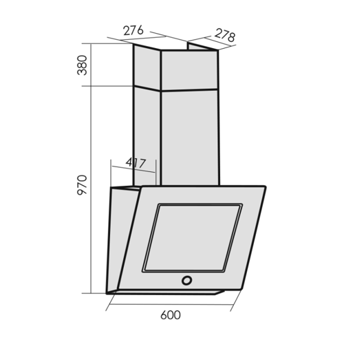 Купить Вытяжка наклонная MBS CRASSULA 160 GLASS черный/черный  9921728. Характеристики, отзывы и цены в Донецке