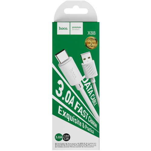 Купить Кабель круглый Hoco USB Type-C - USB 2.0 Type-A белый 1 м  5635353. Характеристики, отзывы и цены в Донецке