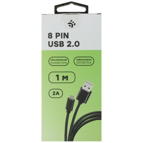 Купить Кабель круглый DEXP Lightning 8-pin - USB 2.0 Type-A черный 1 м  4834146. Характеристики, отзывы и цены в Донецке