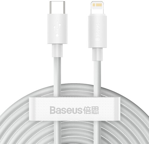 Купить Кабель круглый Baseus Lightning 8-pin - USB Type-C белый 1.5 м  5627693. Характеристики, отзывы и цены в Донецке