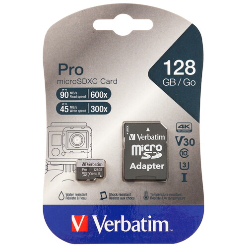 Купить Карта памяти Verbatim Pro microSDXC 128 ГБ [47044]  5485245. Характеристики, отзывы и цены в Донецке