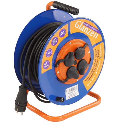Купить Удлинитель силовой GLANZEN EB-30-009 синий  9157995. Характеристики, отзывы и цены в Донецке