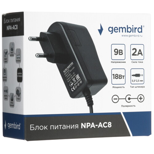 Купить Адаптер питания сетевой Gembird NPA-AC8  5360344. Характеристики, отзывы и цены в Донецке