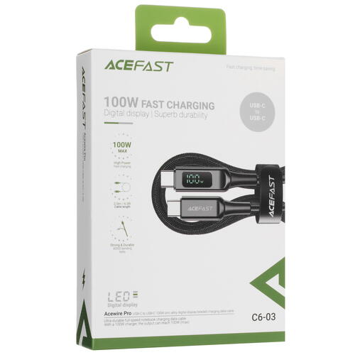 Купить Кабель круглый ACEFAST USB Type-C - USB Type-C черный 2 м  5415437. Характеристики, отзывы и цены в Донецке