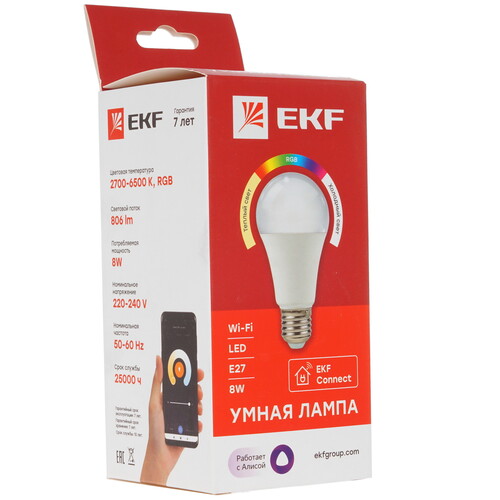 Купить Умная светодиодная лампа EKF Connect  4857160. Характеристики, отзывы и цены в Донецке
