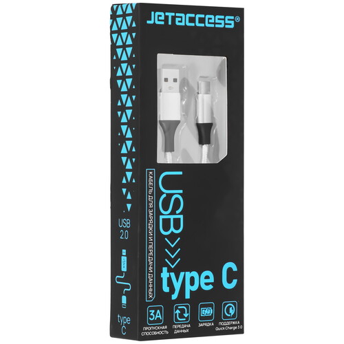 Купить Кабель круглый JETACCESS USB Type-C - USB 2.0 Type-A белый 2 м  5617819. Характеристики, отзывы и цены в Донецке