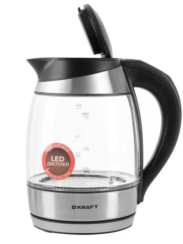 Купить Электрочайник KRAFT KF-KG1804DBL черный  9052794. Характеристики, отзывы и цены в Донецке