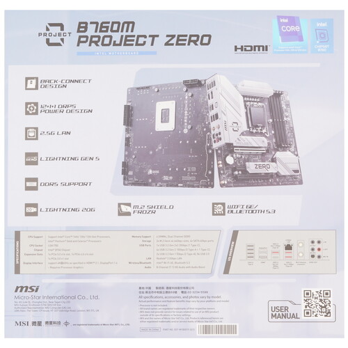 Купить Материнская плата MSI B760M PROJECT ZERO  5457554. Характеристики, отзывы и цены в Донецке
