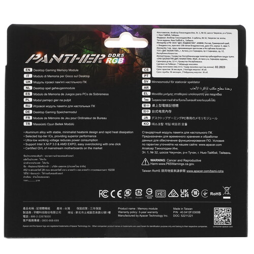 Купить Оперативная память Apacer Panther RGB [AH5U16G56C5229BAA-1] 16 ГБ  5096119. Характеристики, отзывы и цены в Донецке