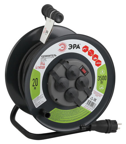 Купить Удлинитель силовой ЭРА RMx-4es-3x2.5-20m-IP44(KG) черный  5419194. Характеристики, отзывы и цены в Донецке