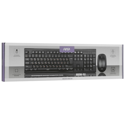 Купить Клавиатура+мышь беспроводная   HIPER HOSW-151 черный  5463640. Характеристики, отзывы и цены в Донецке