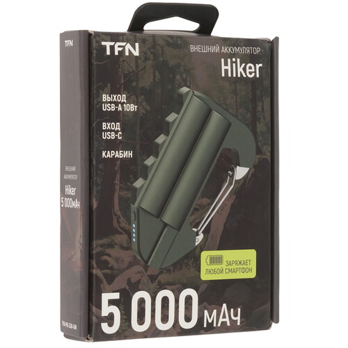 Купить Портативный аккумулятор TFN Hiker зеленый  9259226. Характеристики, отзывы и цены в Донецке