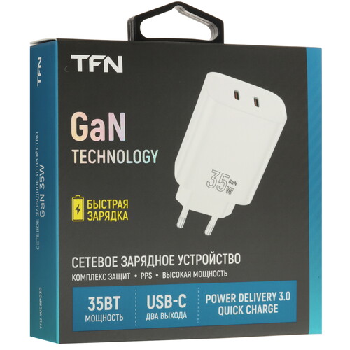 Купить Сетевое зарядное устройство TFN белый  5494080. Характеристики, отзывы и цены в Донецке