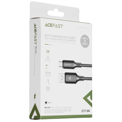 Купить Кабель круглый ACEFAST USB Type-C - USB 2.0 Type-A черный 1.2 м  9258675. Характеристики, отзывы и цены в Донецке