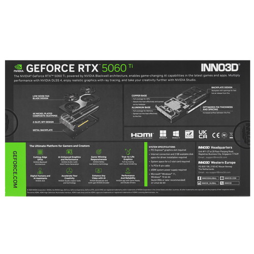 Купить Видеокарта Inno3D GeForce RTX 5060 Ti TWIN X2 OC  5628589. Характеристики, отзывы и цены в Донецке