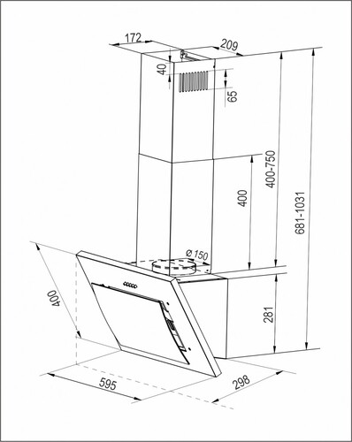 Купить Вытяжка наклонная EXITEQ EX-1226 черный/черный  5352271. Характеристики, отзывы и цены в Донецке