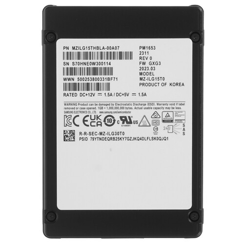 Купить 15360 ГБ Серверный SSD Samsung PM1653 [MZILG15THBLA]  5435712. Характеристики, отзывы и цены в Донецке