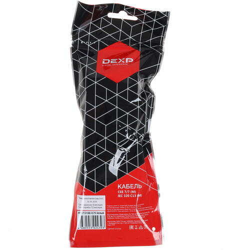 Купить Кабель питания DEXP IEC 320 C13 - CEE 7/7  1267151. Характеристики, отзывы и цены в Донецке